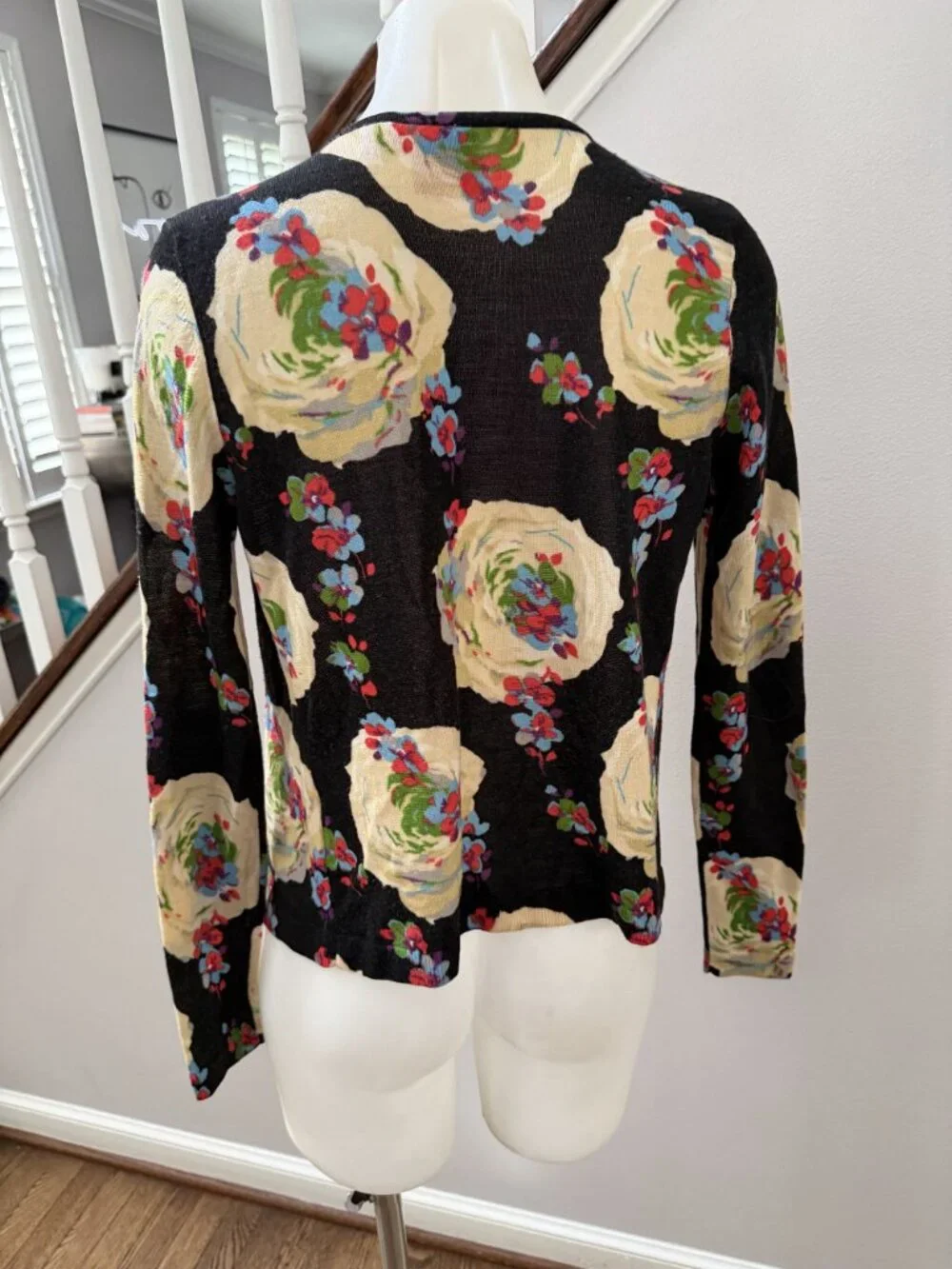 Tory Burch Floral Merino Wool Cardigan XS